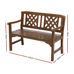 Gardeon Outdoor Garden Bench Wooden Chair 2 Seat Patio Furniture Lounge Natural