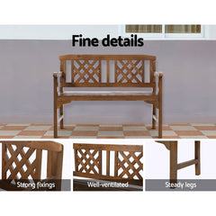 Gardeon Outdoor Garden Bench Wooden Chair 2 Seat Patio Furniture Lounge Natural