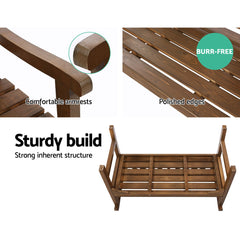 Gardeon Outdoor Garden Bench Wooden Chair 2 Seat Patio Furniture Lounge Natural