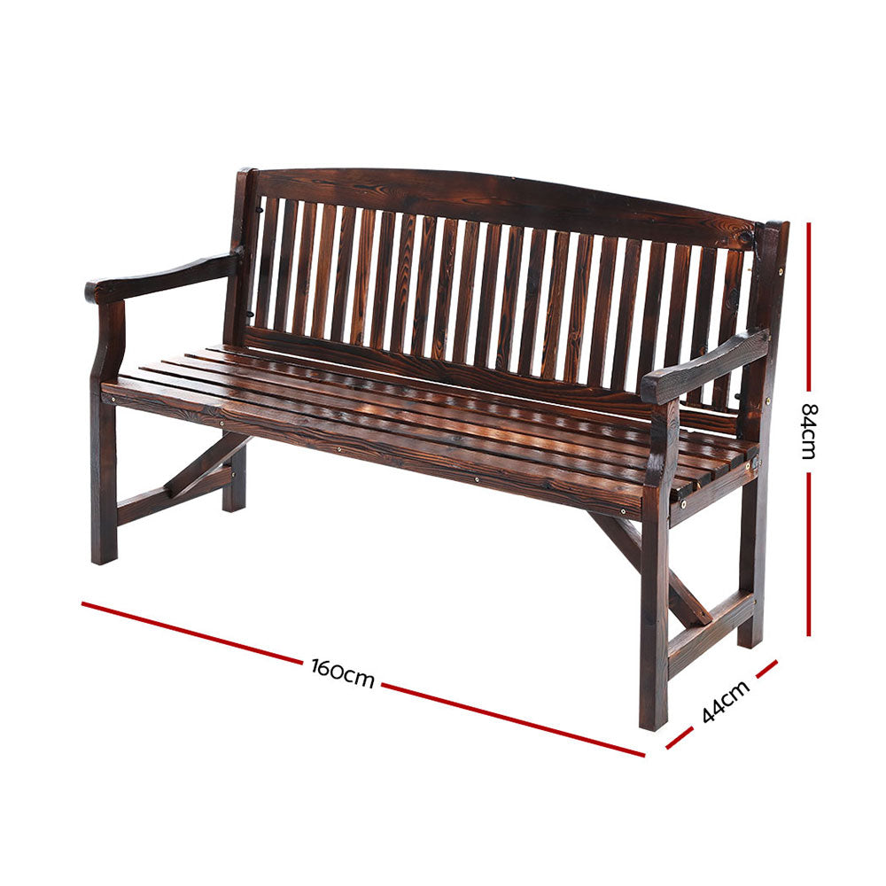 Gardeon 5FT Outdoor Garden Bench Wooden 3 Seat Chair Patio Furniture Charcoal