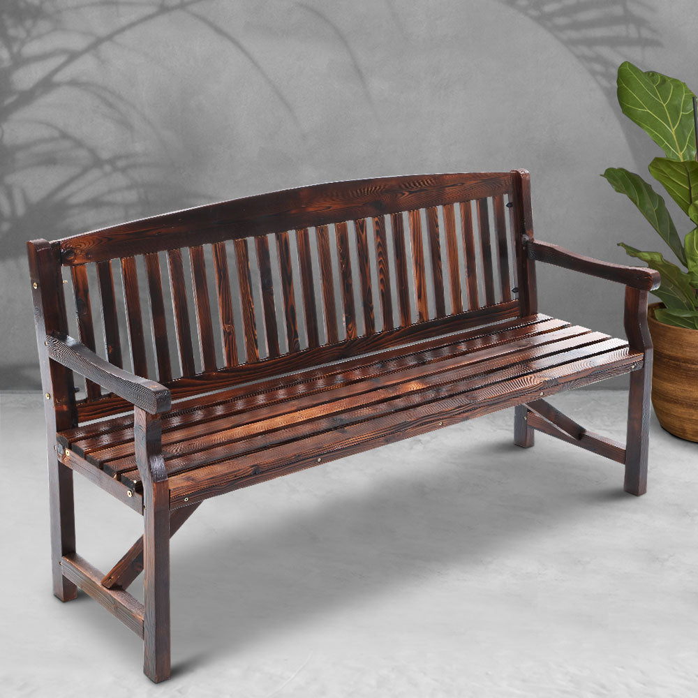Gardeon 5FT Outdoor Garden Bench Wooden 3 Seat Chair Patio Furniture Charcoal
