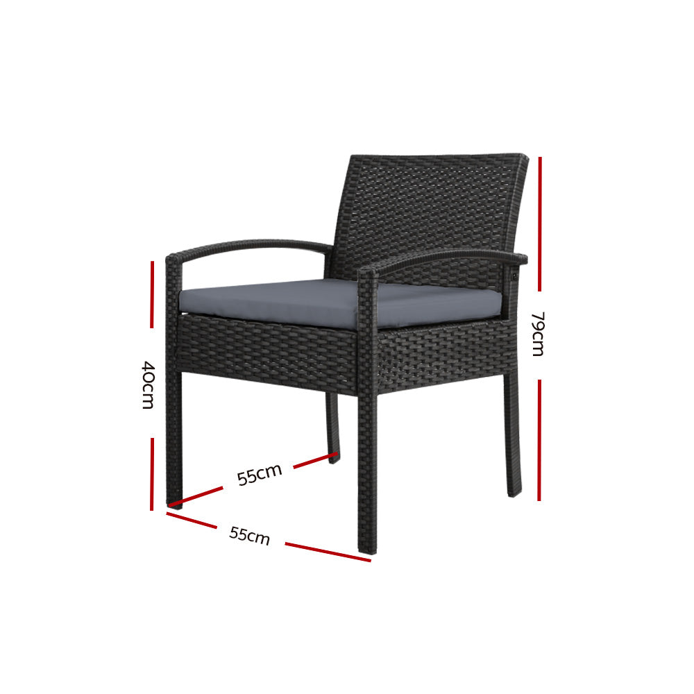 Gardeon Outdoor Dining Chairs Patio Furniture Rattan Lounge Chair Cushion Felix