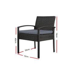 Gardeon Outdoor Dining Chairs Patio Furniture Rattan Lounge Chair Cushion Felix