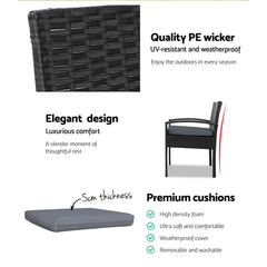 Gardeon Outdoor Dining Chairs Patio Furniture Rattan Lounge Chair Cushion Felix