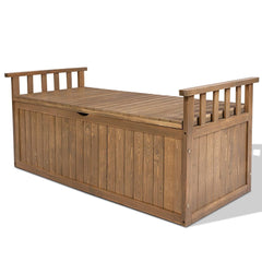 Gardeon Outdoor Storage Bench Box 129cm Wooden Garden Toy Chest Sheds Patio Furniture XL Natural
