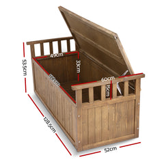 Gardeon Outdoor Storage Bench Box 129cm Wooden Garden Toy Chest Sheds Patio Furniture XL Natural