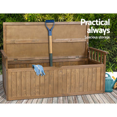 Gardeon Outdoor Storage Bench Box 129cm Wooden Garden Toy Chest Sheds Patio Furniture XL Natural