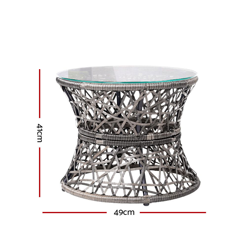 Gardeon Outdoor Lounge Setting Furniture Wicker Papasan Chairs Table Patio Grey
