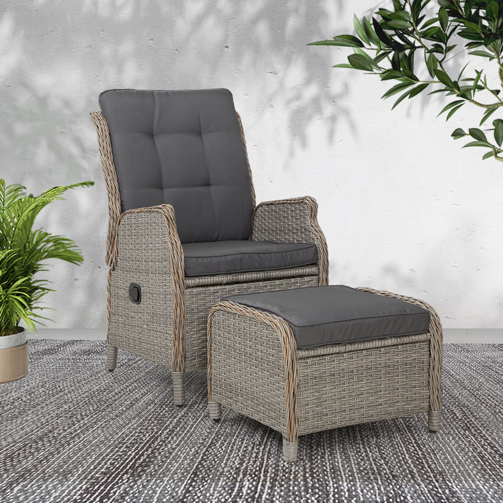 Gardeon Recliner Chair Sun lounge Outdoor Setting Patio Furniture Wicker Sofa