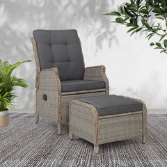 Gardeon Recliner Chair Sun lounge Outdoor Setting Patio Furniture Wicker Sofa