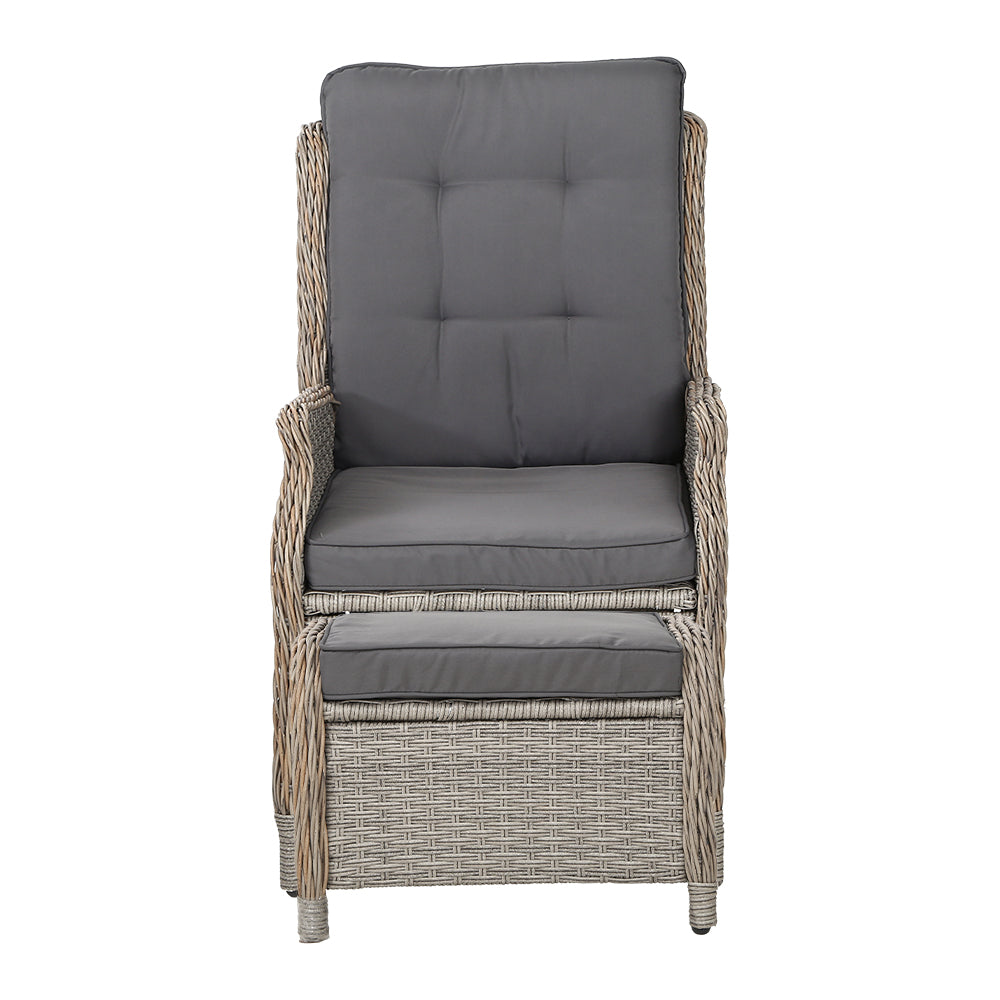 Gardeon Set of 2 Recliner Chairs Sun lounge Outdoor Patio Furniture Wicker Sofa Lounger