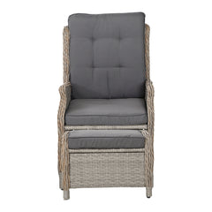 Gardeon Set of 2 Recliner Chairs Sun lounge Outdoor Patio Furniture Wicker Sofa Lounger