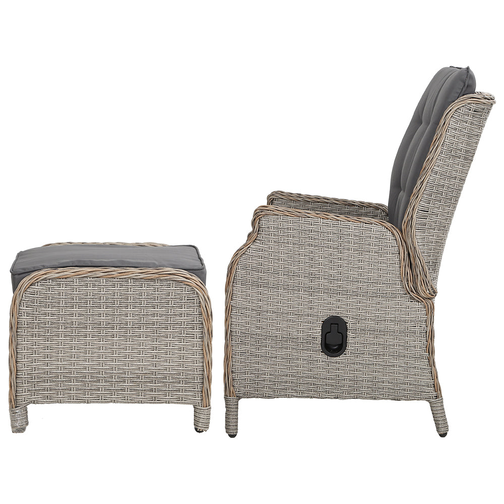 Gardeon Set of 2 Recliner Chairs Sun lounge Outdoor Patio Furniture Wicker Sofa Lounger