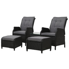 Gardeon Recliner Chairs Sun lounge Setting Outdoor Furniture Patio Garden Wicker