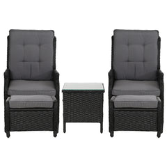 Gardeon Recliner Chairs Sun lounge Setting Outdoor Furniture Patio Garden Wicker