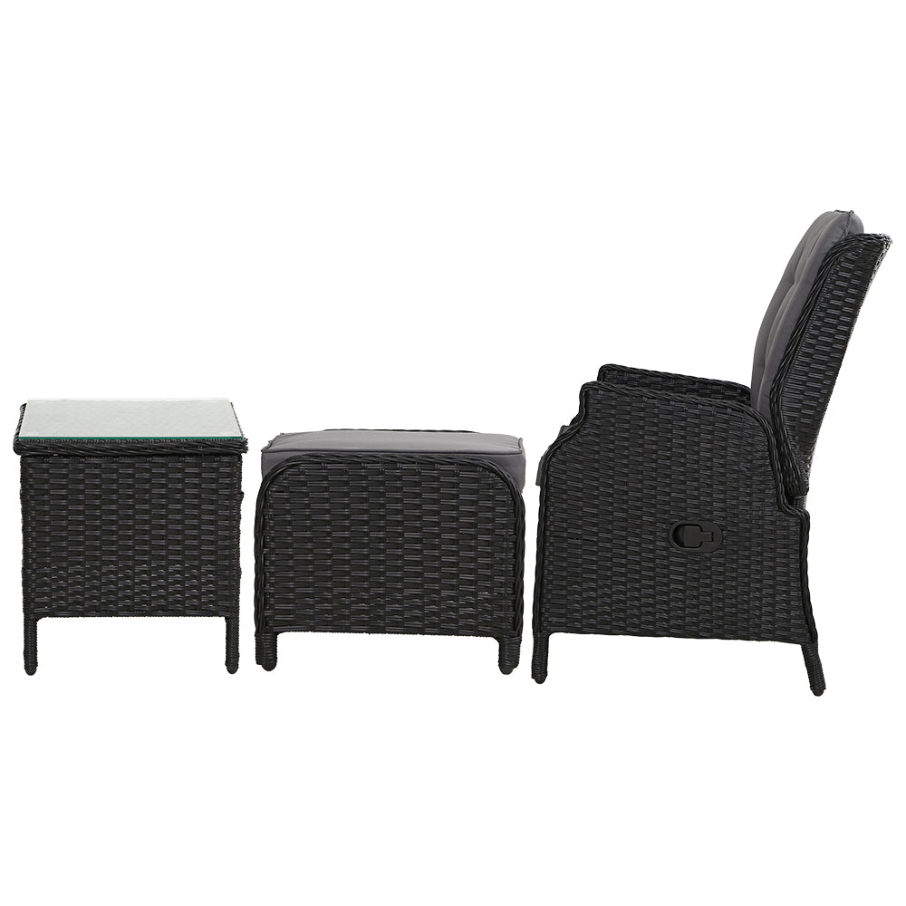Gardeon Recliner Chairs Sun lounge Setting Outdoor Furniture Patio Garden Wicker