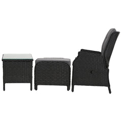 Gardeon Recliner Chairs Sun lounge Setting Outdoor Furniture Patio Garden Wicker