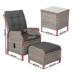 Gardeon Recliner Chairs Sun lounge Outdoor Setting Patio Furniture Garden Wicker