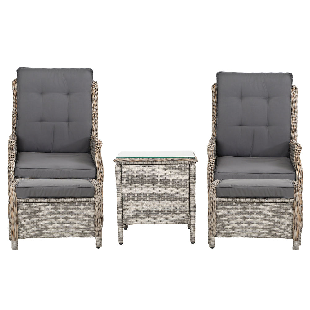 Gardeon Recliner Chairs Sun lounge Outdoor Setting Patio Furniture Garden Wicker