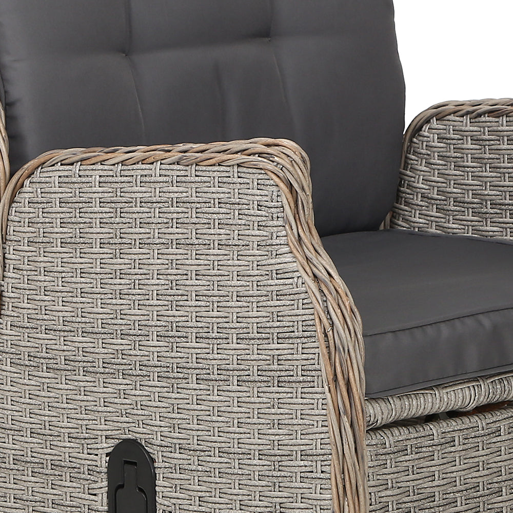 Gardeon Recliner Chairs Sun lounge Outdoor Setting Patio Furniture Garden Wicker