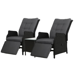 Gardeon Recliner Chairs Sun lounge Setting Outdoor Furniture Patio Wicker Sofa