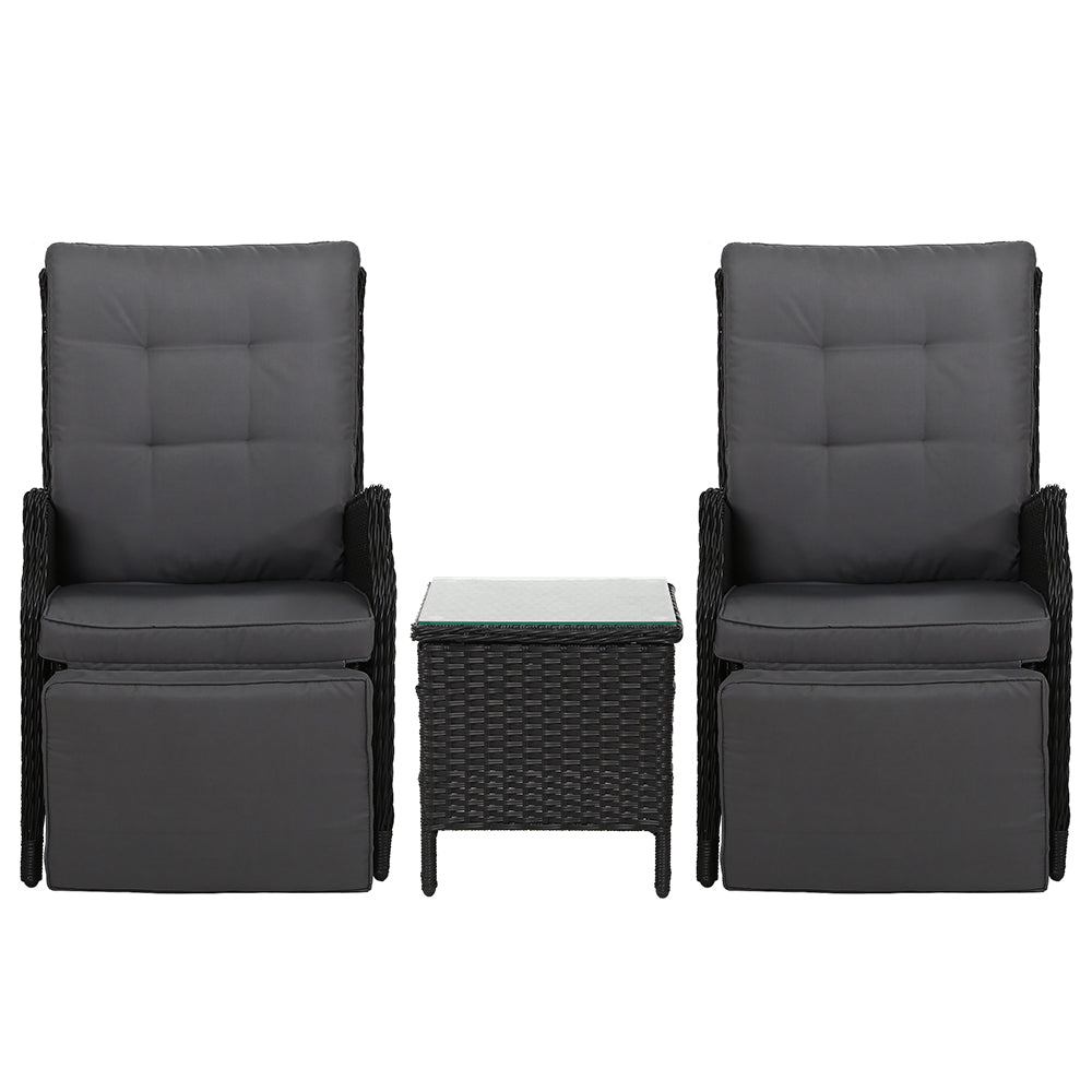 Gardeon Recliner Chairs Sun lounge Setting Outdoor Furniture Patio Wicker Sofa