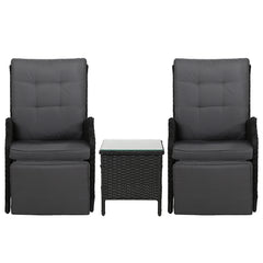 Gardeon Recliner Chairs Sun lounge Setting Outdoor Furniture Patio Wicker Sofa