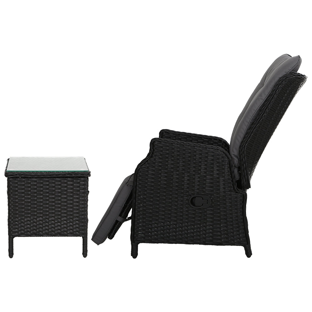 Gardeon Recliner Chairs Sun lounge Setting Outdoor Furniture Patio Wicker Sofa