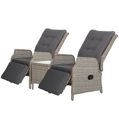 Gardeon Recliner Chairs Outdoor Sun lounge Setting Patio Furniture Wicker Sofa
