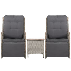 Gardeon Recliner Chairs Outdoor Sun lounge Setting Patio Furniture Wicker Sofa