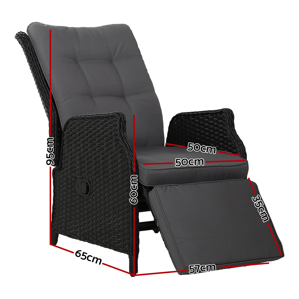 Gardeon Recliner Chair Sun lounge Setting Outdoor Furniture Patio Wicker Sofa