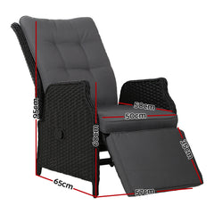 Gardeon Recliner Chair Sun lounge Setting Outdoor Furniture Patio Wicker Sofa