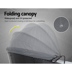 Gardeon Sun Lounge Setting Wicker Lounger Day Bed Outdoor Furniture Patio Black