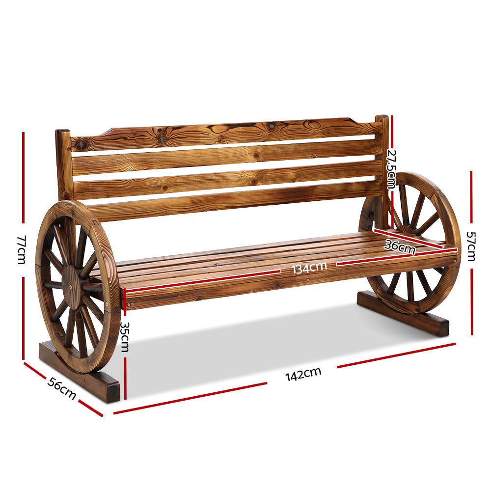 Gardeon Outdoor Garden Bench Wooden 3 Seat Wagon Chair Lounge Patio Furniture