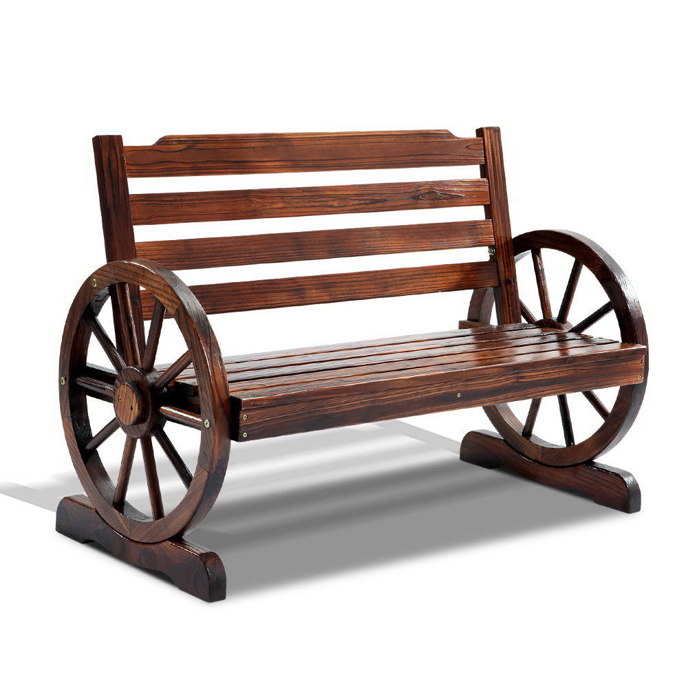Gardeon Outdoor Garden Bench Wooden 2 Seat Wagon Chair Patio Furniture Brown