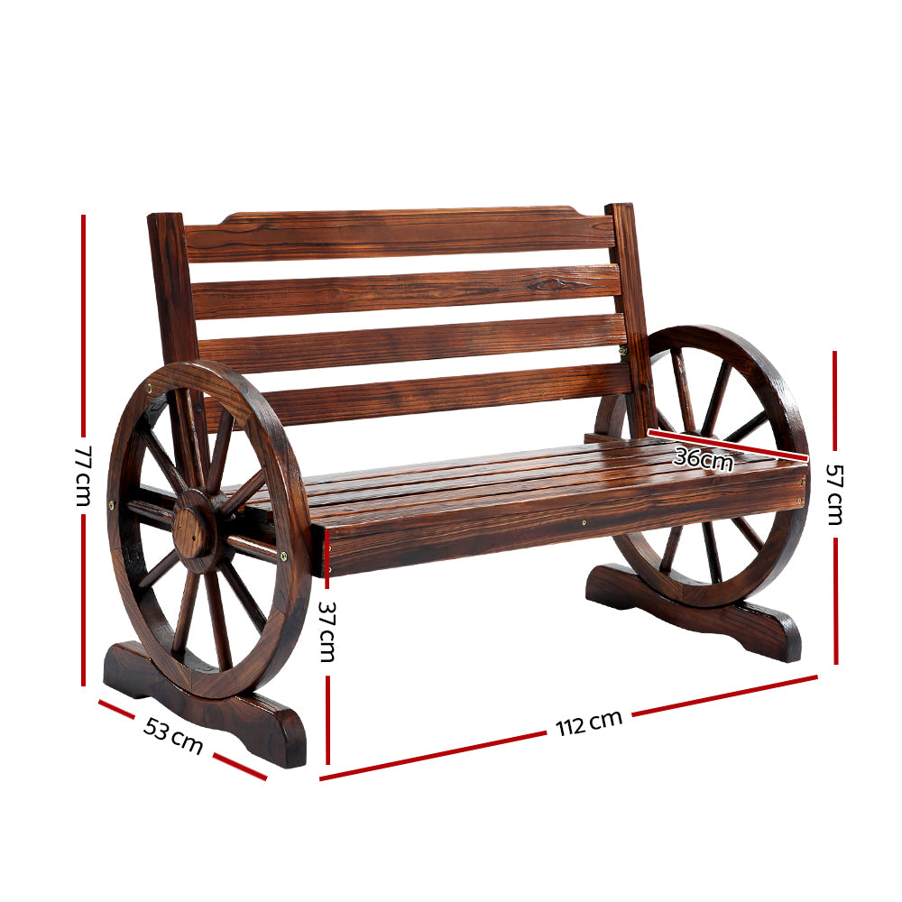 Gardeon Outdoor Garden Bench Wooden 2 Seat Wagon Chair Patio Furniture Brown