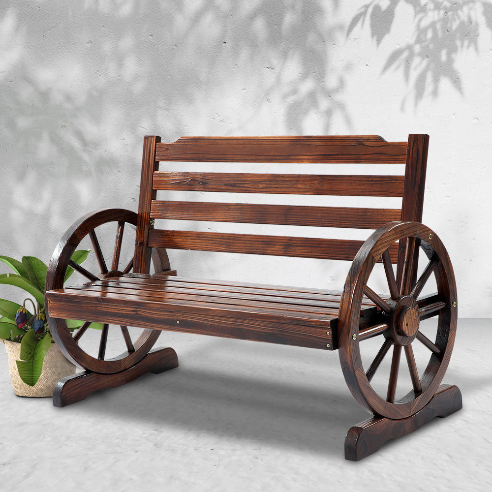 Gardeon Outdoor Garden Bench Wooden 2 Seat Wagon Chair Patio Furniture Brown