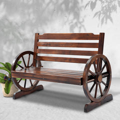 Gardeon Outdoor Garden Bench Wooden 2 Seat Wagon Chair Patio Furniture Brown