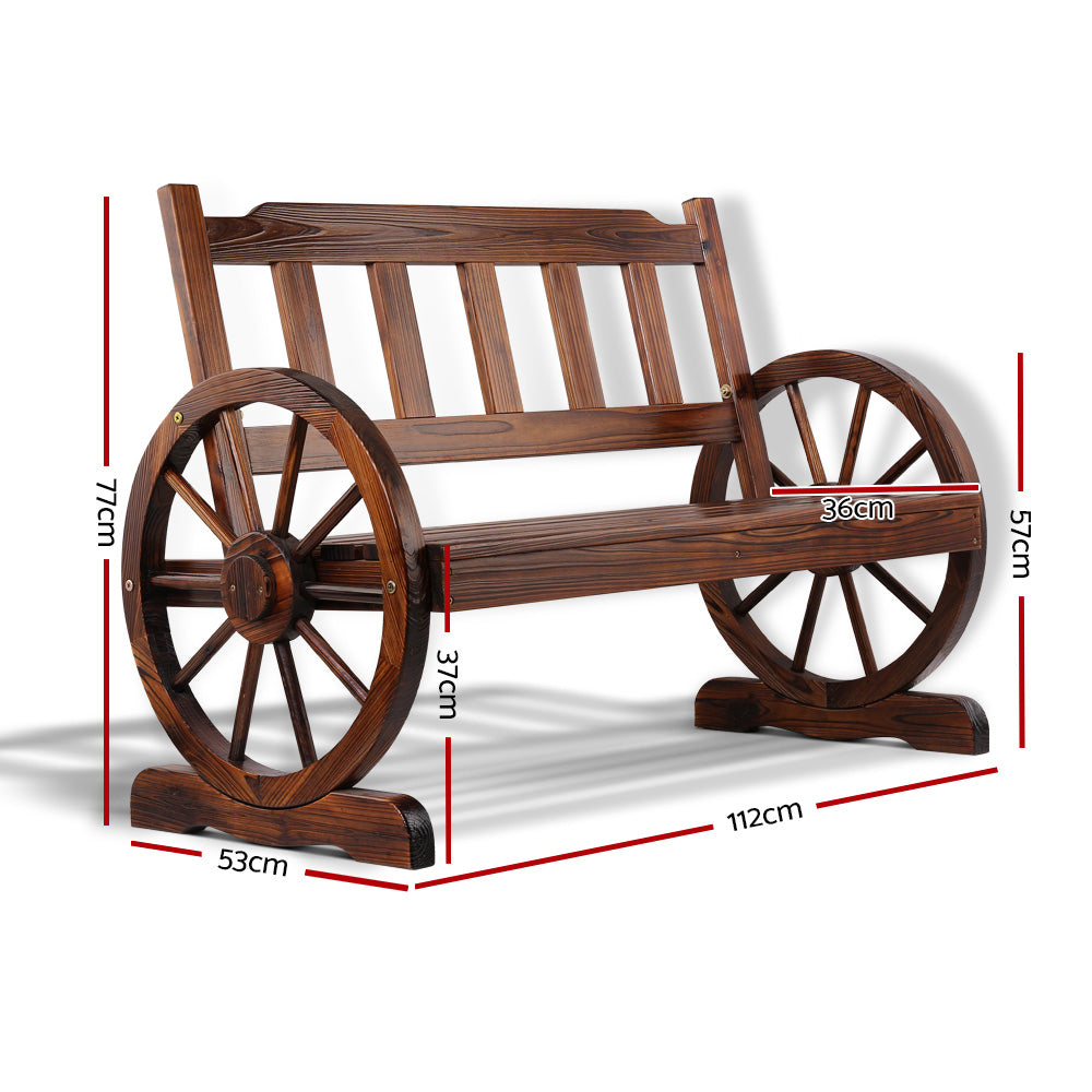 Gardeon Outdoor Garden Bench Wooden 2 Seater Wagon Chair Patio Furniture Brown