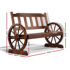Gardeon Outdoor Garden Bench Wooden 2 Seater Wagon Chair Patio Furniture Brown