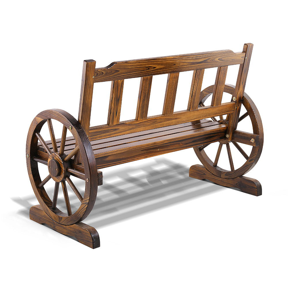 Gardeon Outdoor Garden Bench Wooden 2 Seater Wagon Chair Patio Furniture Brown