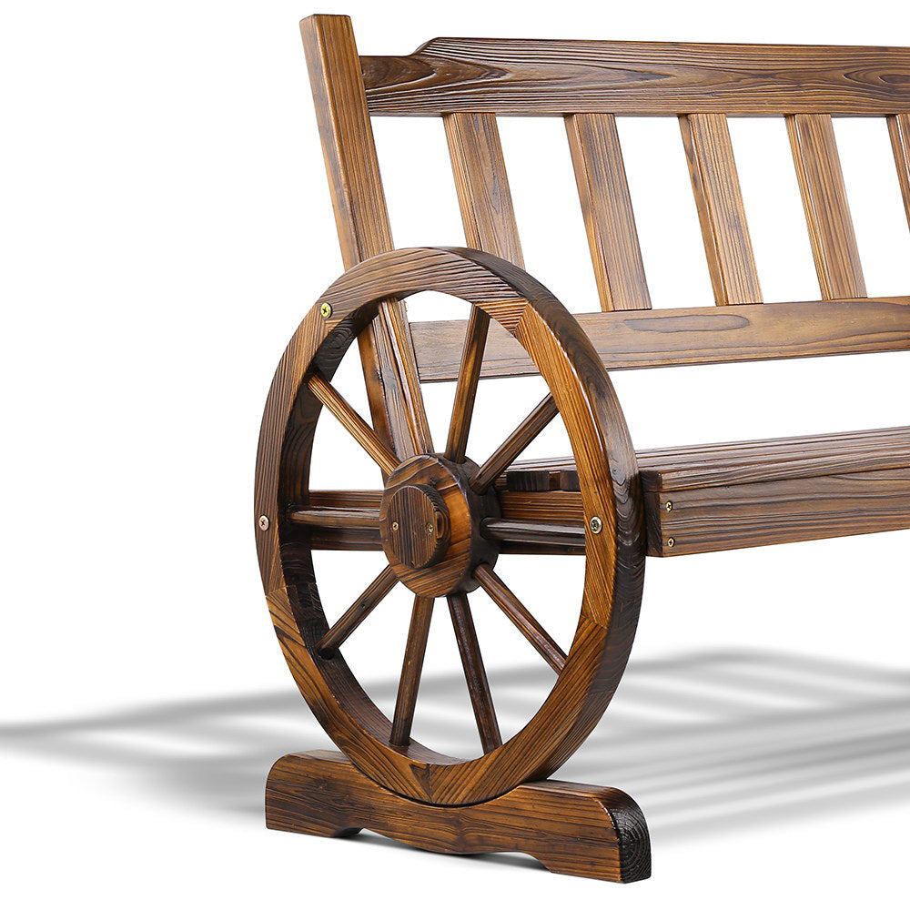 Gardeon Outdoor Garden Bench Wooden 2 Seater Wagon Chair Patio Furniture Brown