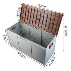 Gardeon Outdoor Storage Box 290L Lockable Organiser Garden Deck Shed Tool Brown
