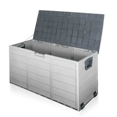 Gardeon Outdoor Storage Box 290L Lockable Organiser Garden Deck Shed Tool Grey