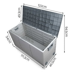 Gardeon Outdoor Storage Box 290L Lockable Organiser Garden Deck Shed Tool Grey