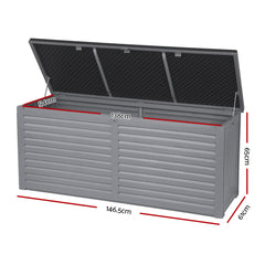 Gardeon Outdoor Storage Box 490L Container Lockable Garden Bench Tools Toy Shed Black