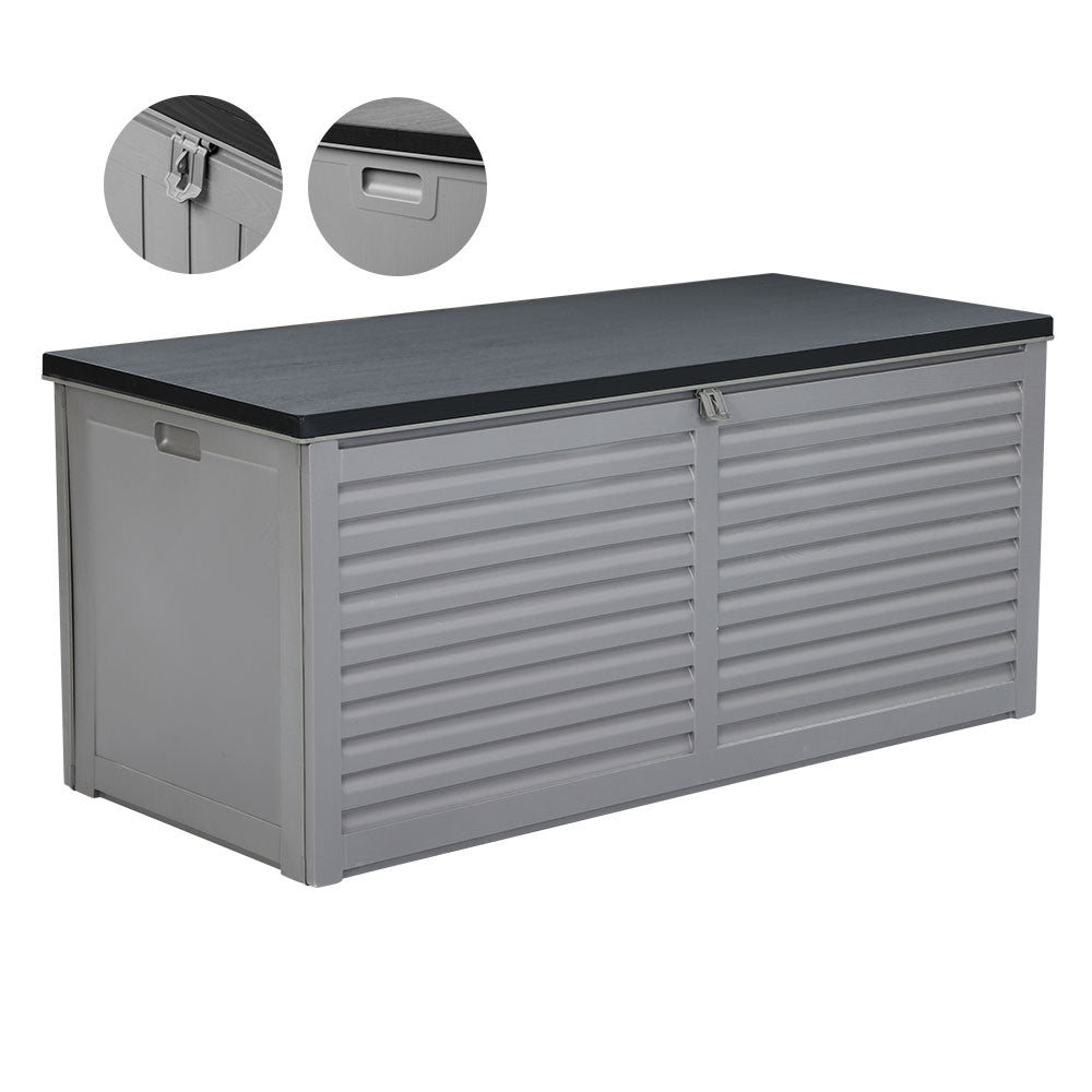 Gardeon Outdoor Storage Box 490L Container Lockable Garden Bench Tools Toy Shed Black