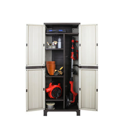 Gardeon Outdoor Storage Cabinet Box 173cm Lockable Cupboard Sheds Adjustable Rattan Beige