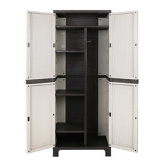 Gardeon Outdoor Storage Cabinet Box 173cm Lockable Cupboard Sheds Adjustable Rattan Beige