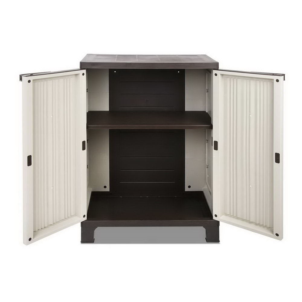 Gardeon Outdoor Storage Cabinet Box 92cm Lockable Cupboard Sheds Garage Adjustable Beige